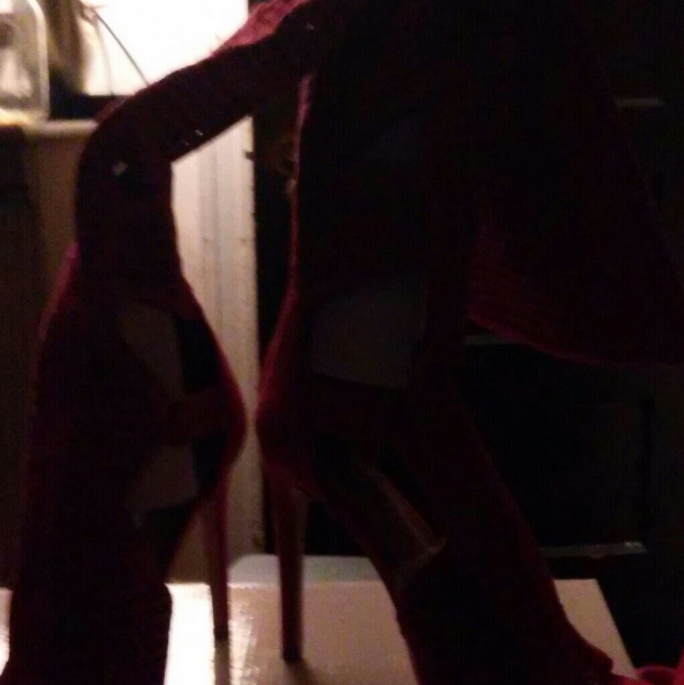 Hot pink long bootie heels